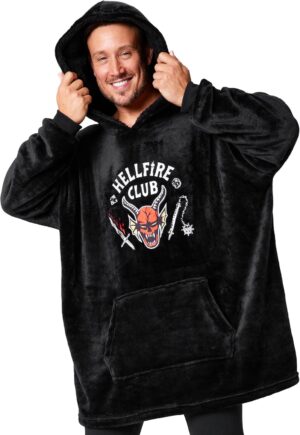 Stranger Things Hellfire Club sweat plaid oversize en polaire, taille unique