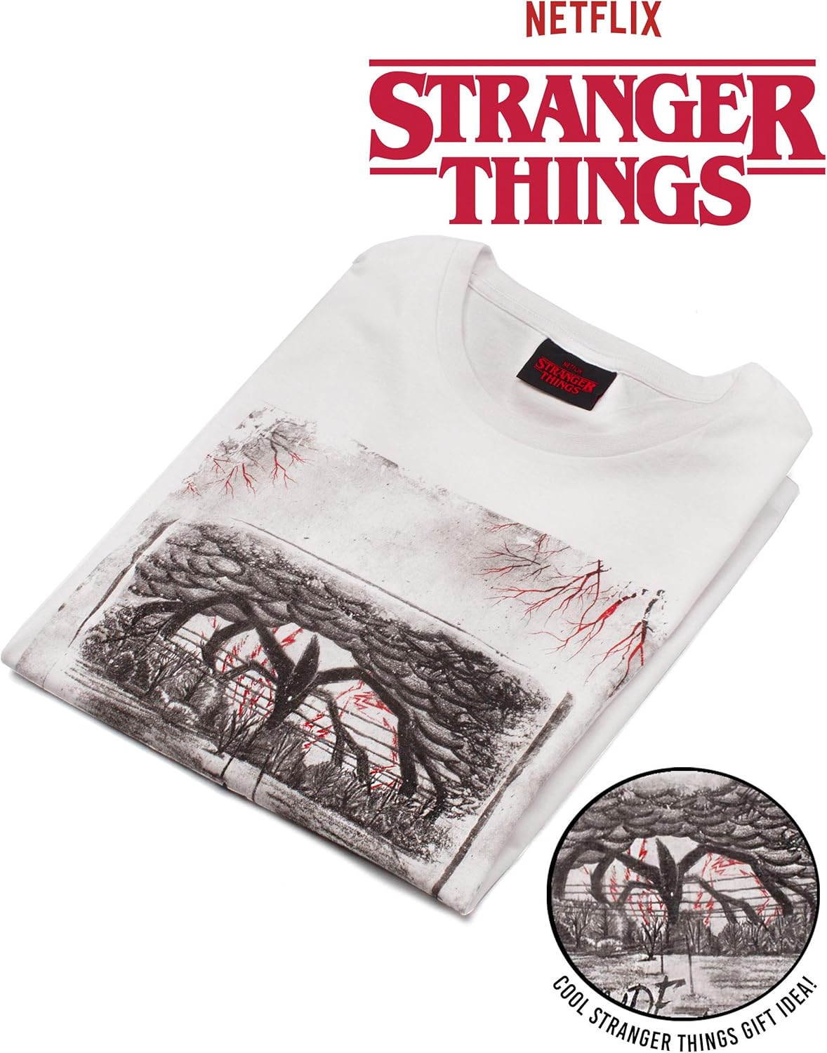 T-shirt blanc Stranger Things adulte homme motif l'Envers – Image 2