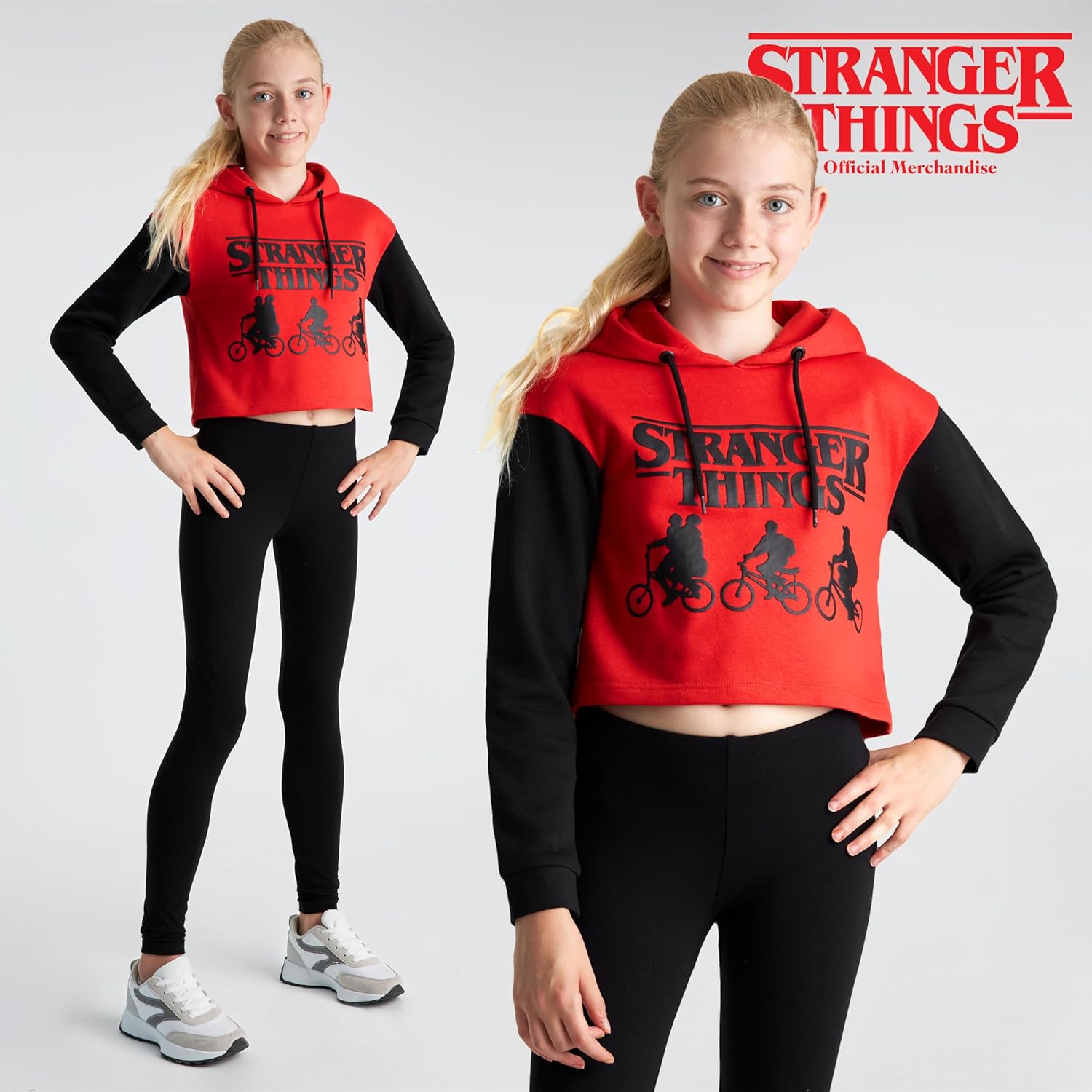 Sweat crop top à capuche Stranger Things en coton pour fille ado – Image 5