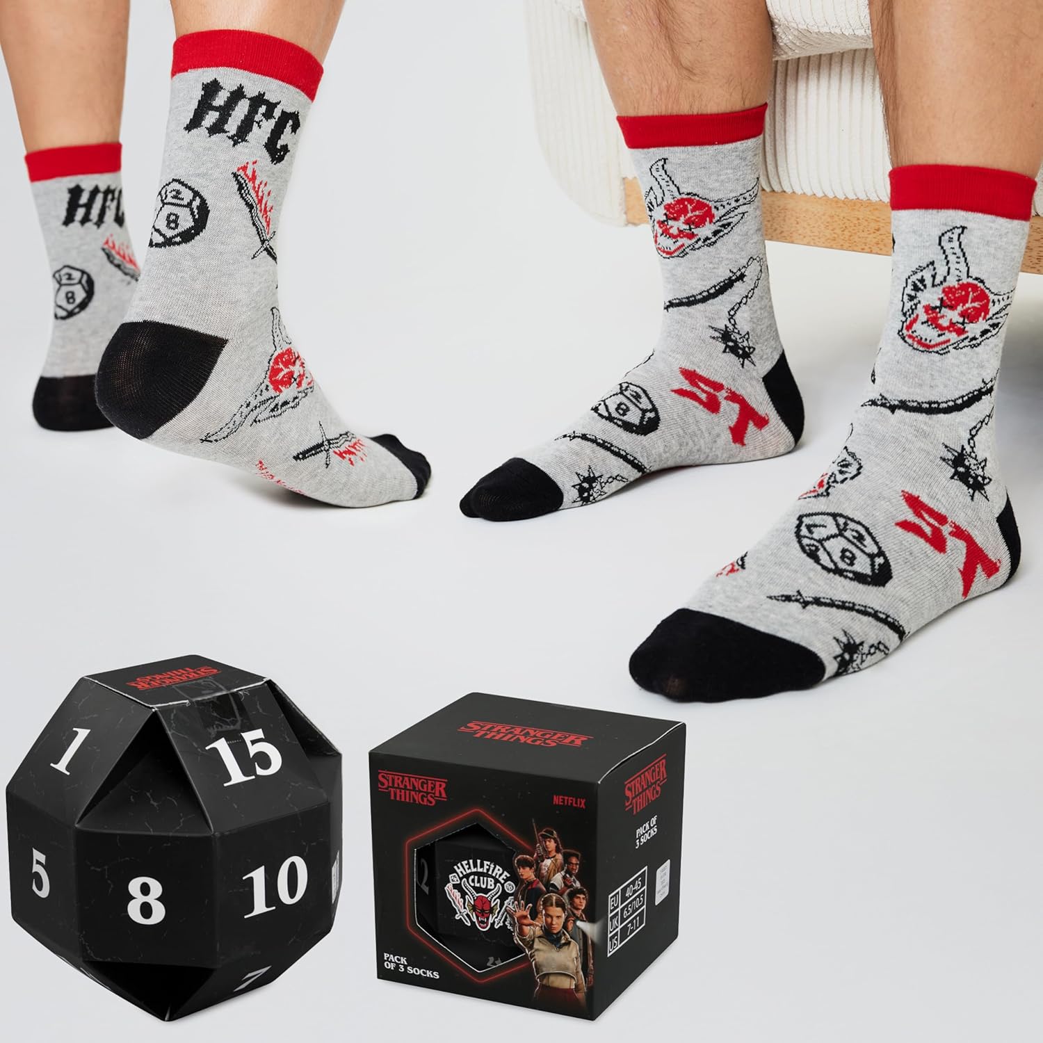 Stranger Things lot de 3 chaussettes homme, pointures 40 à 45 – Image 3