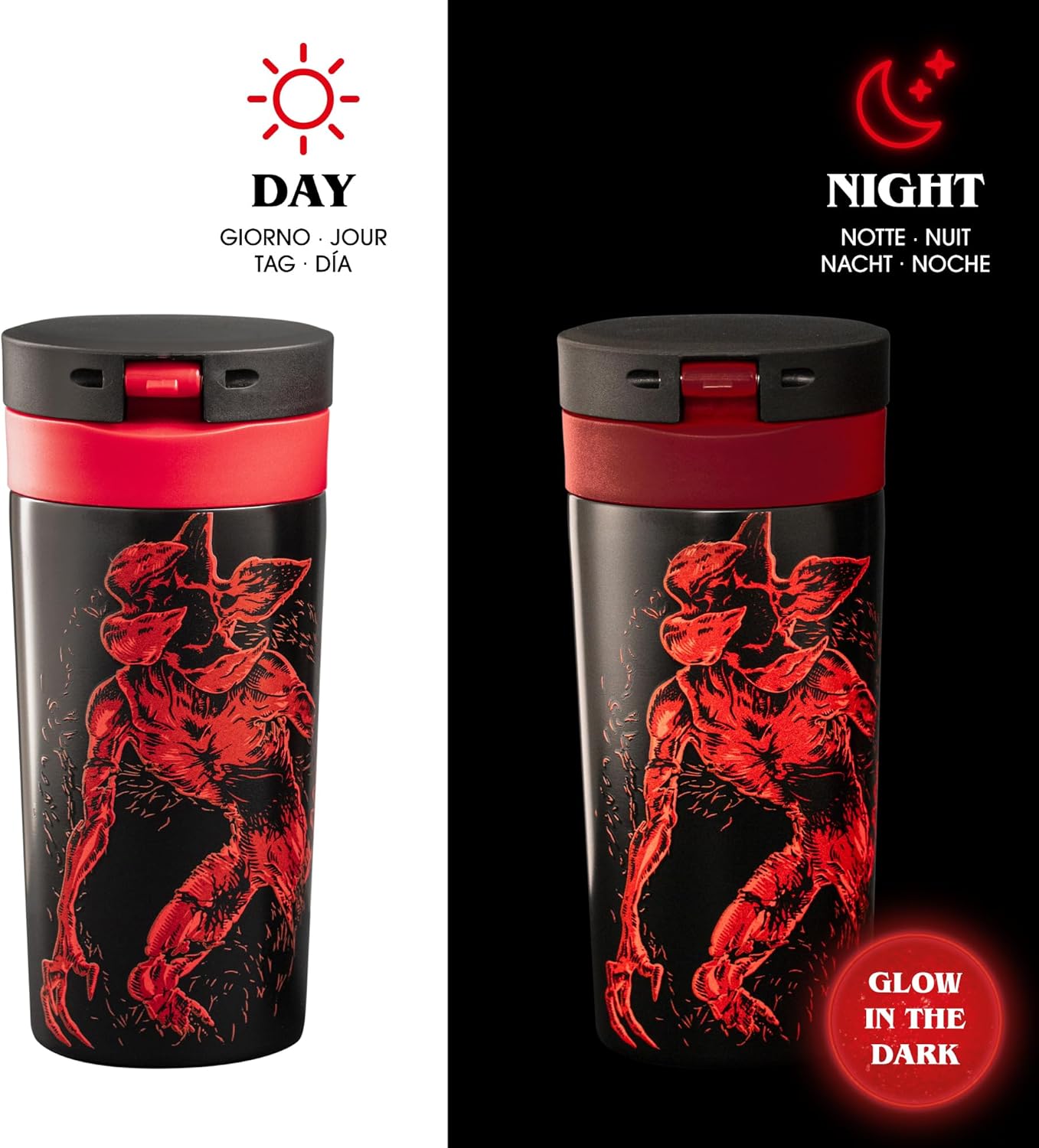 Mug de voyage Stranger Things Démogorgon isotherme 380 ml glow in the dark – Image 3