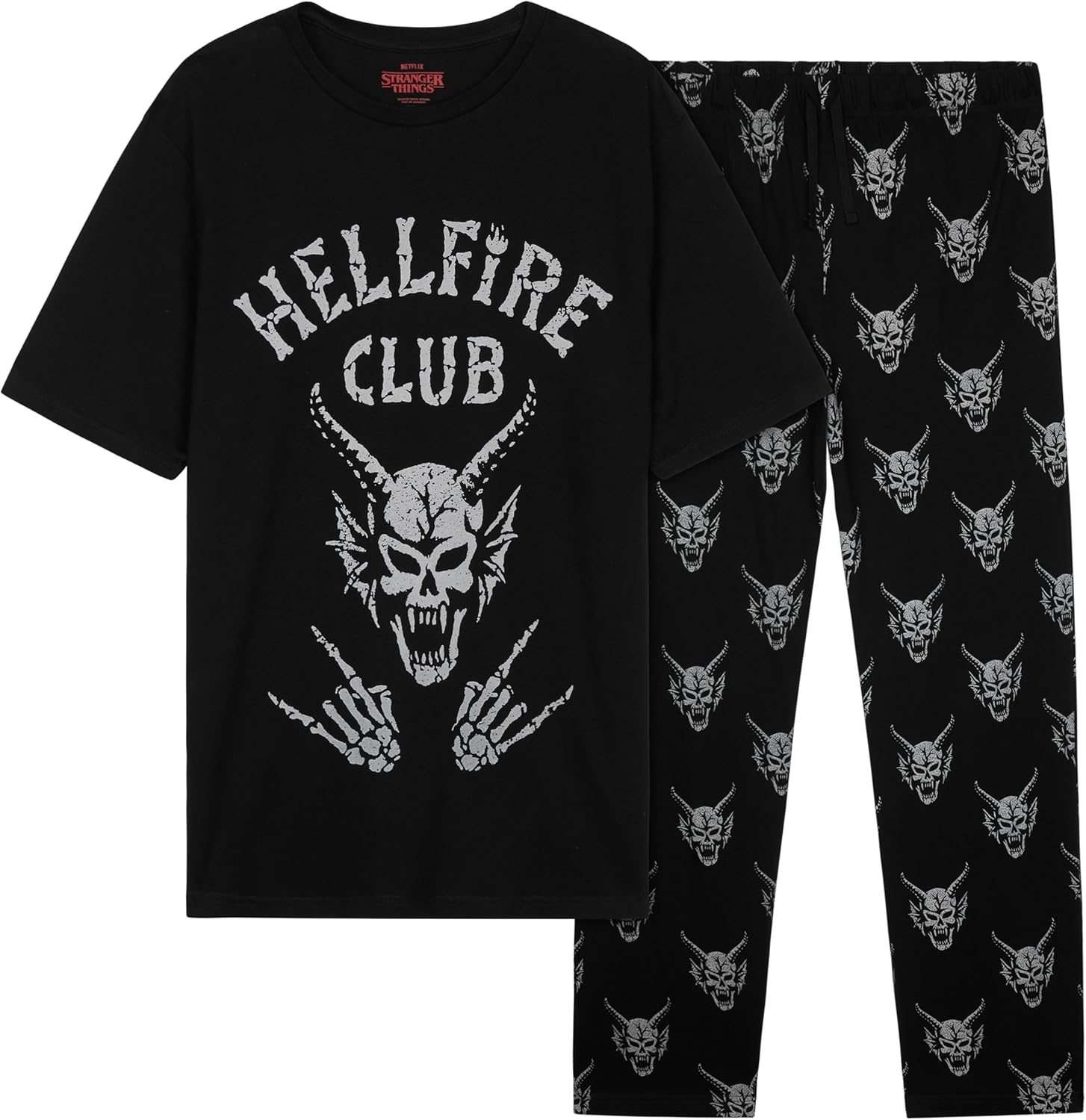 Pyjama Stranger Things 2 pièces homme et ado avec pantalon à poches
