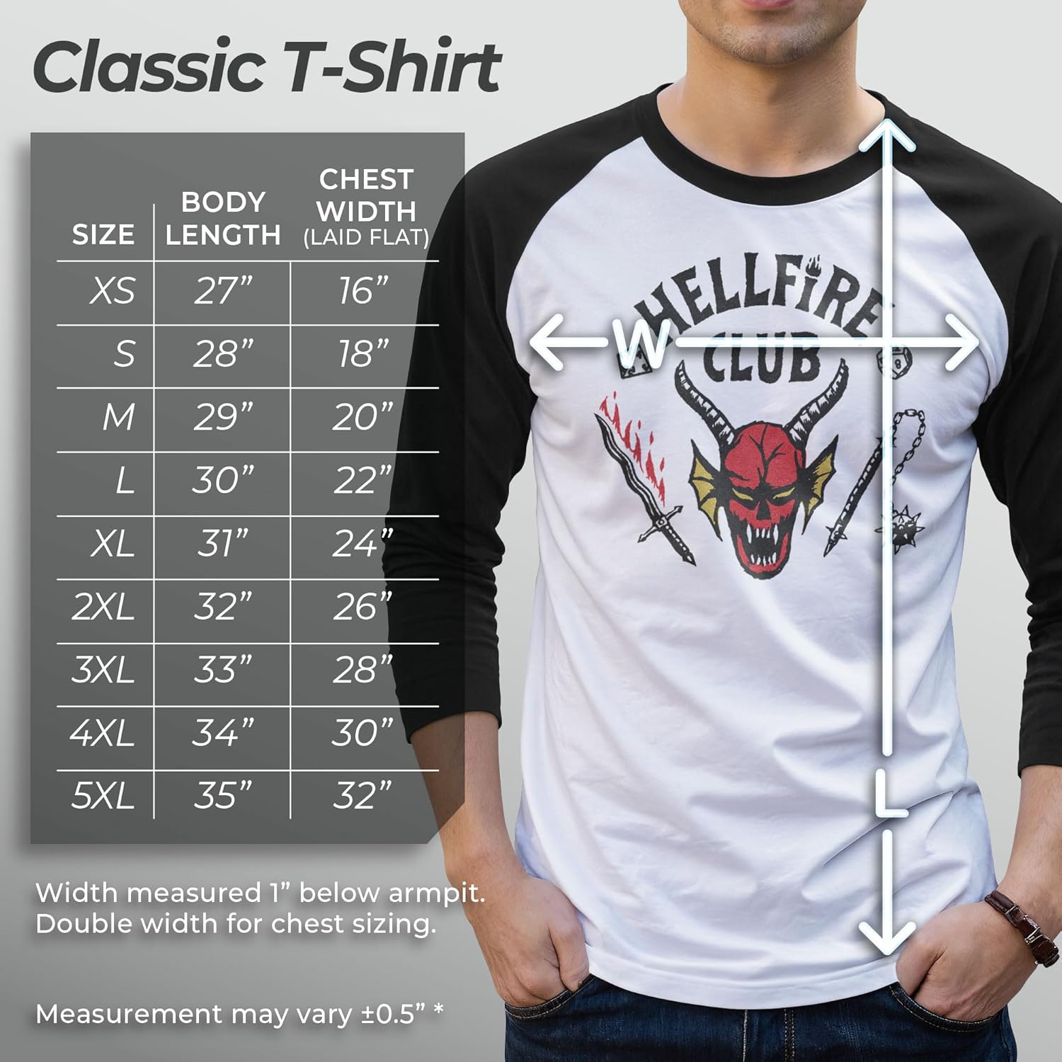 T-shirt raglan Hellfire Club Stranger Things à manches 3/4 pour homme – Image 5