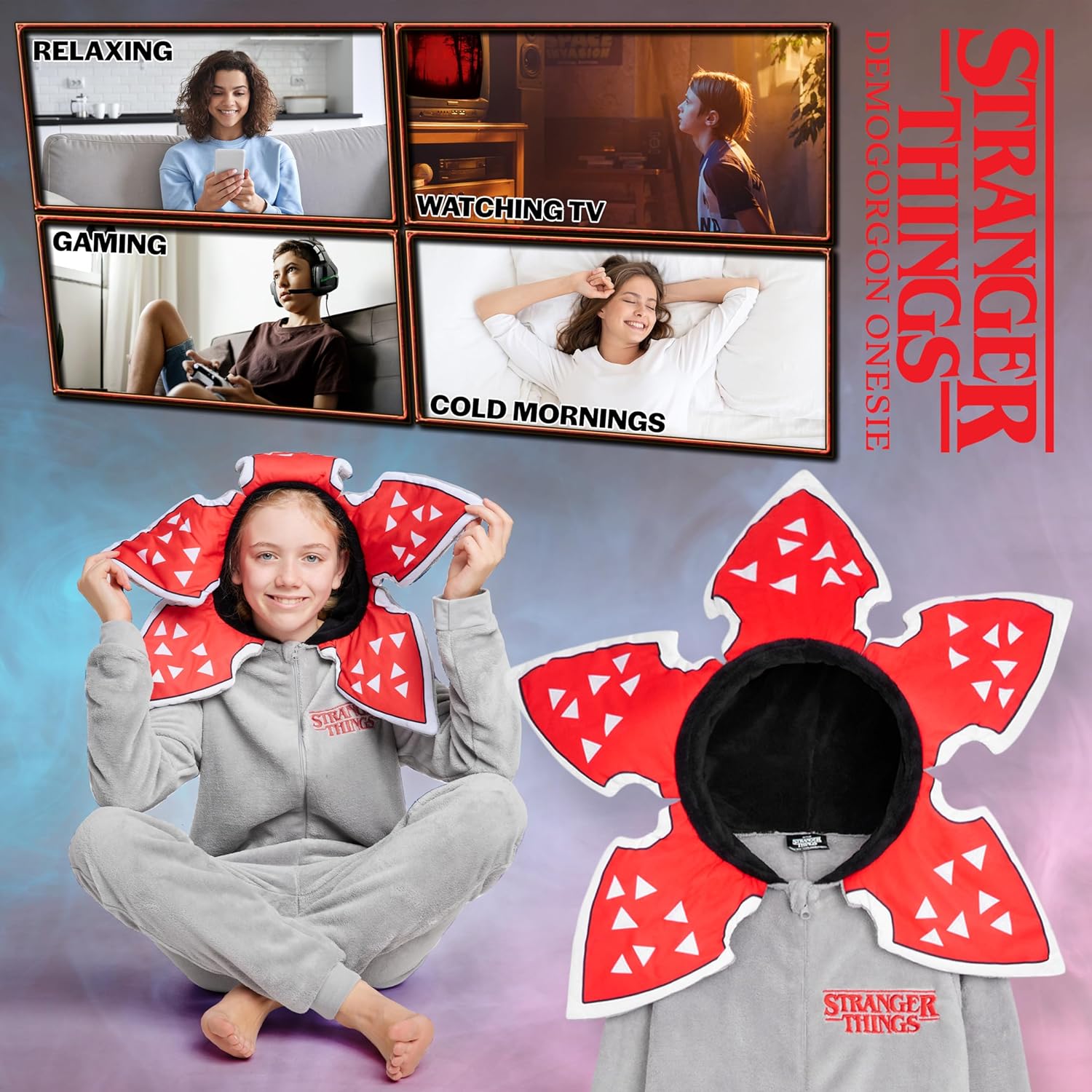 Pyjama combinaison Stranger Things en polaire pour enfant 9-15 ans – Image 4