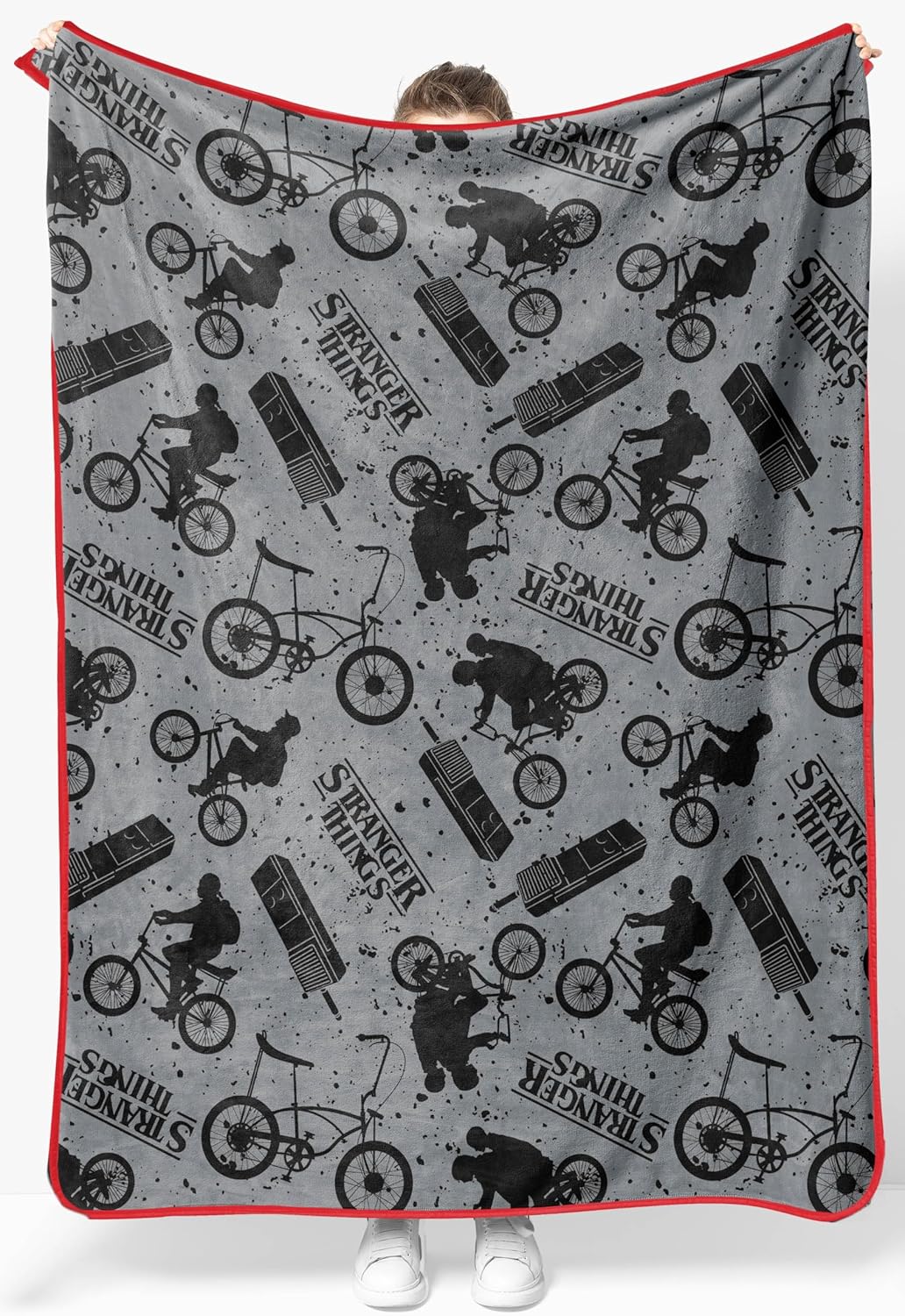 Plaid gris Bike Stranger Things moelleux 117 x 152 cm – Image 2