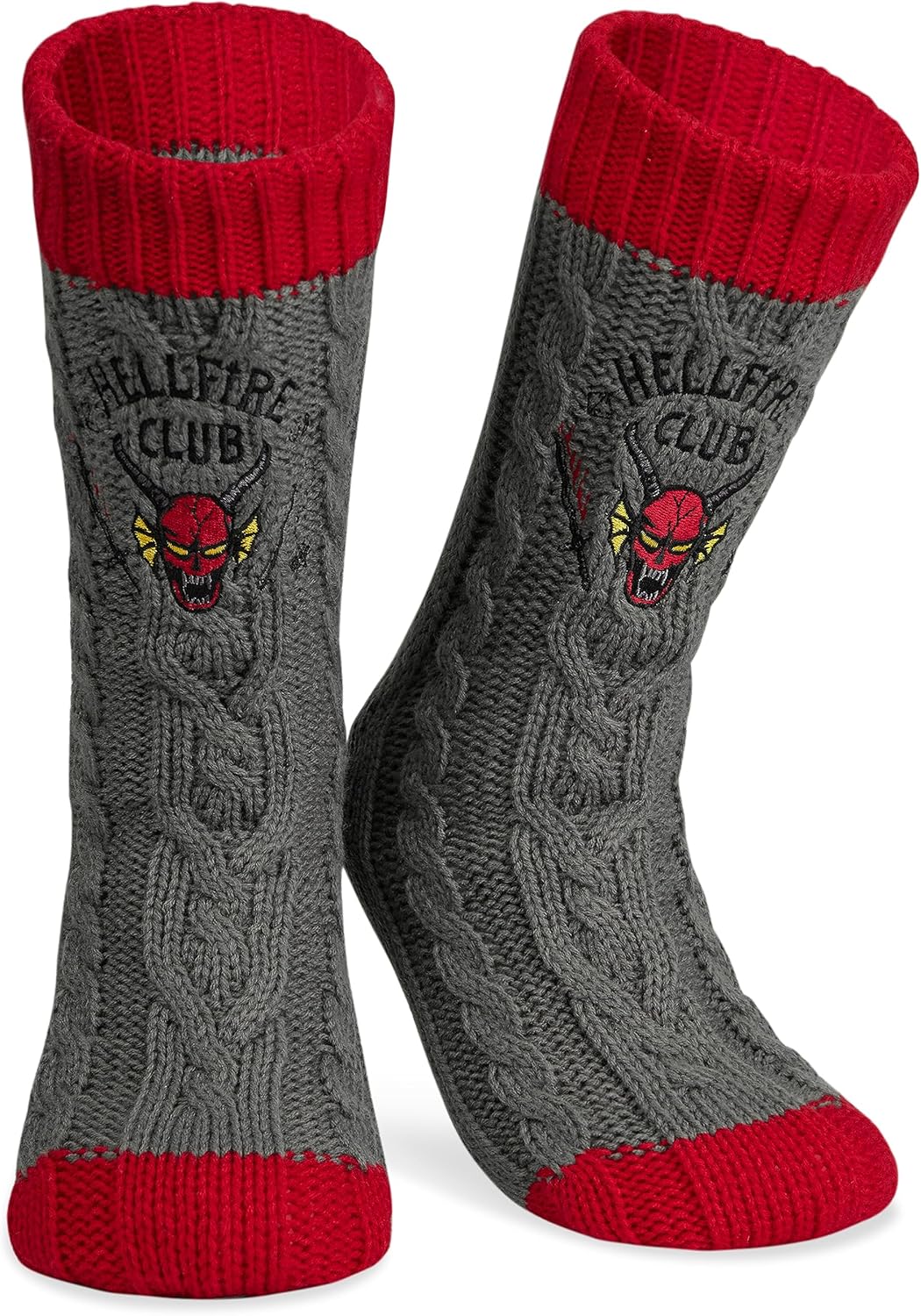 Chaussettes chaussons Stranger Things Hellfire Club en polaire antidérapantes