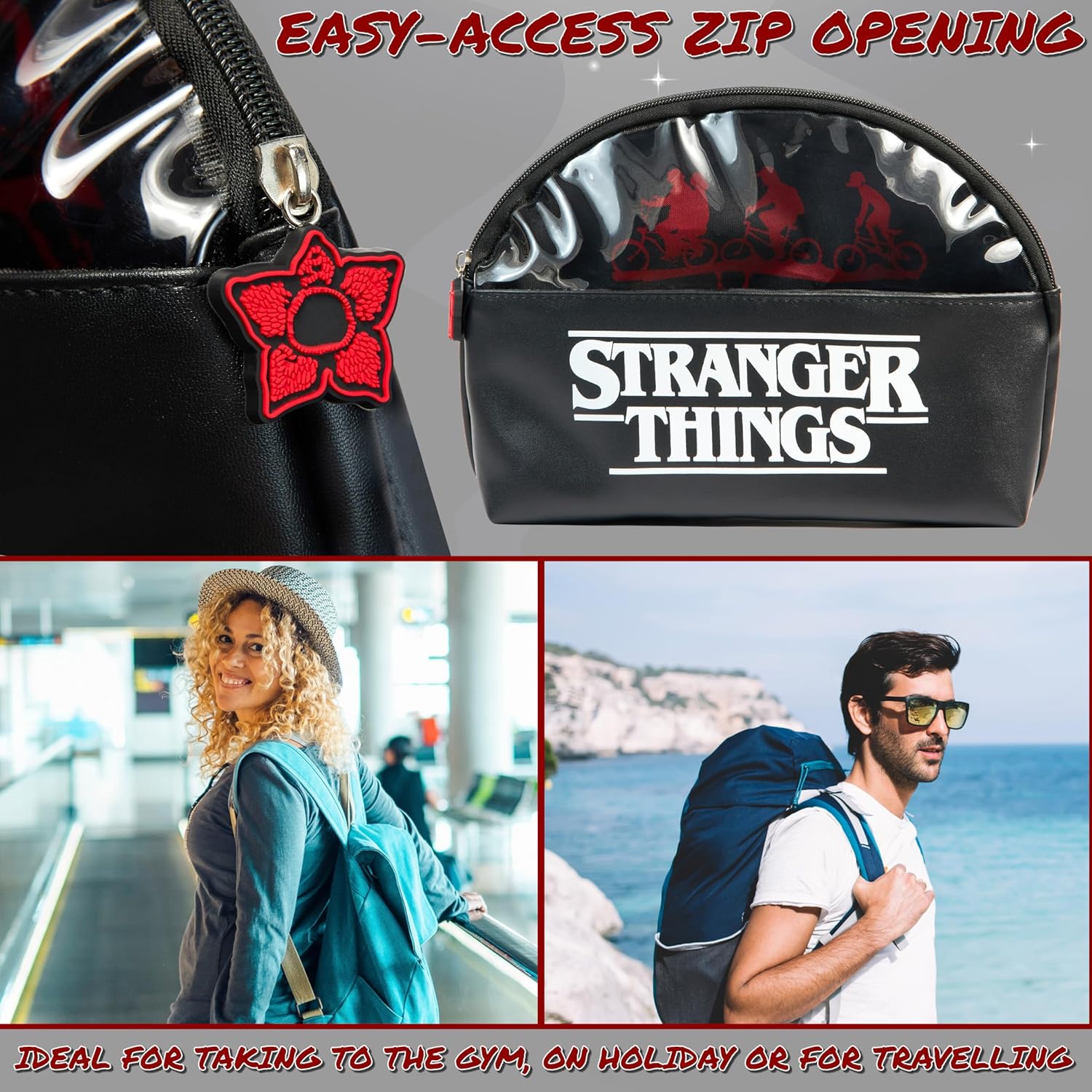 Trousse de voyage zippée noire Stranger Things – Image 5