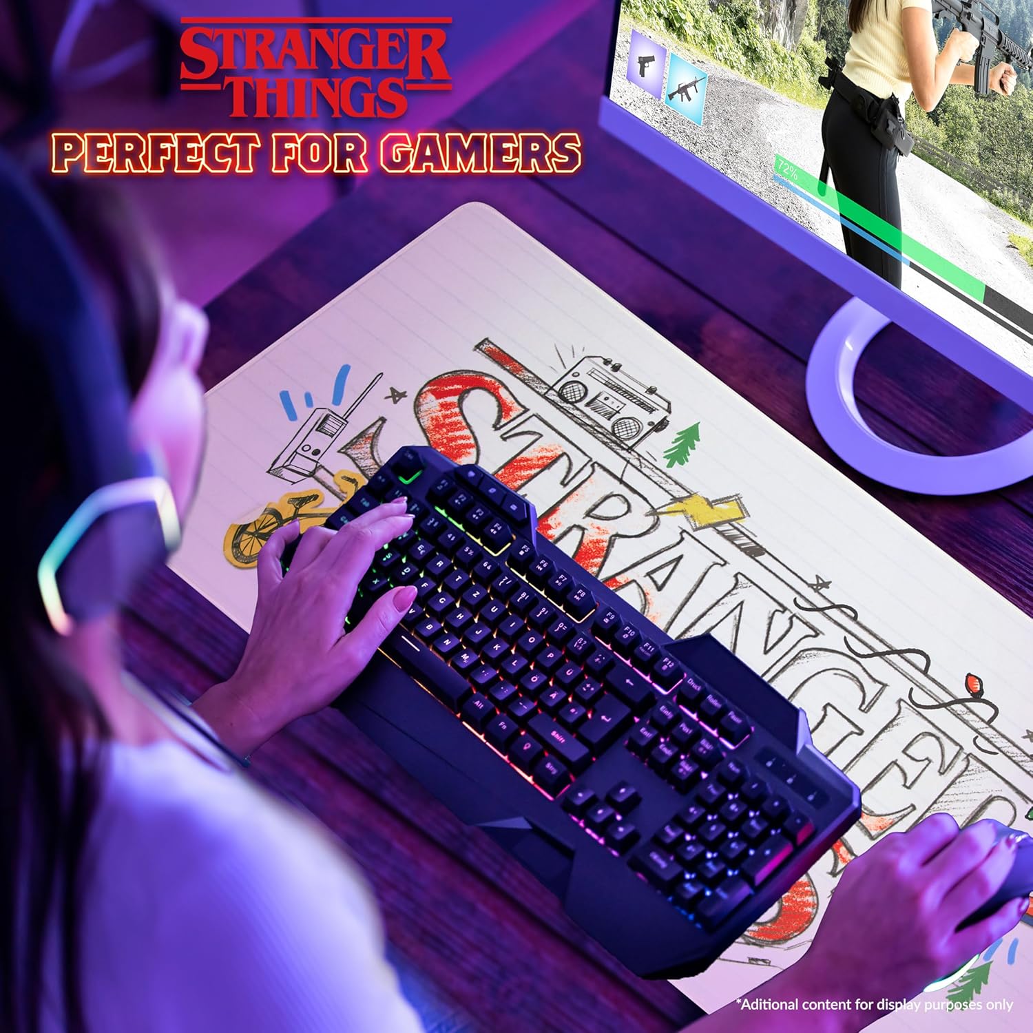 Sous-main tapis de souris XL Stranger Things 80 x 36 cm blanc – Image 6
