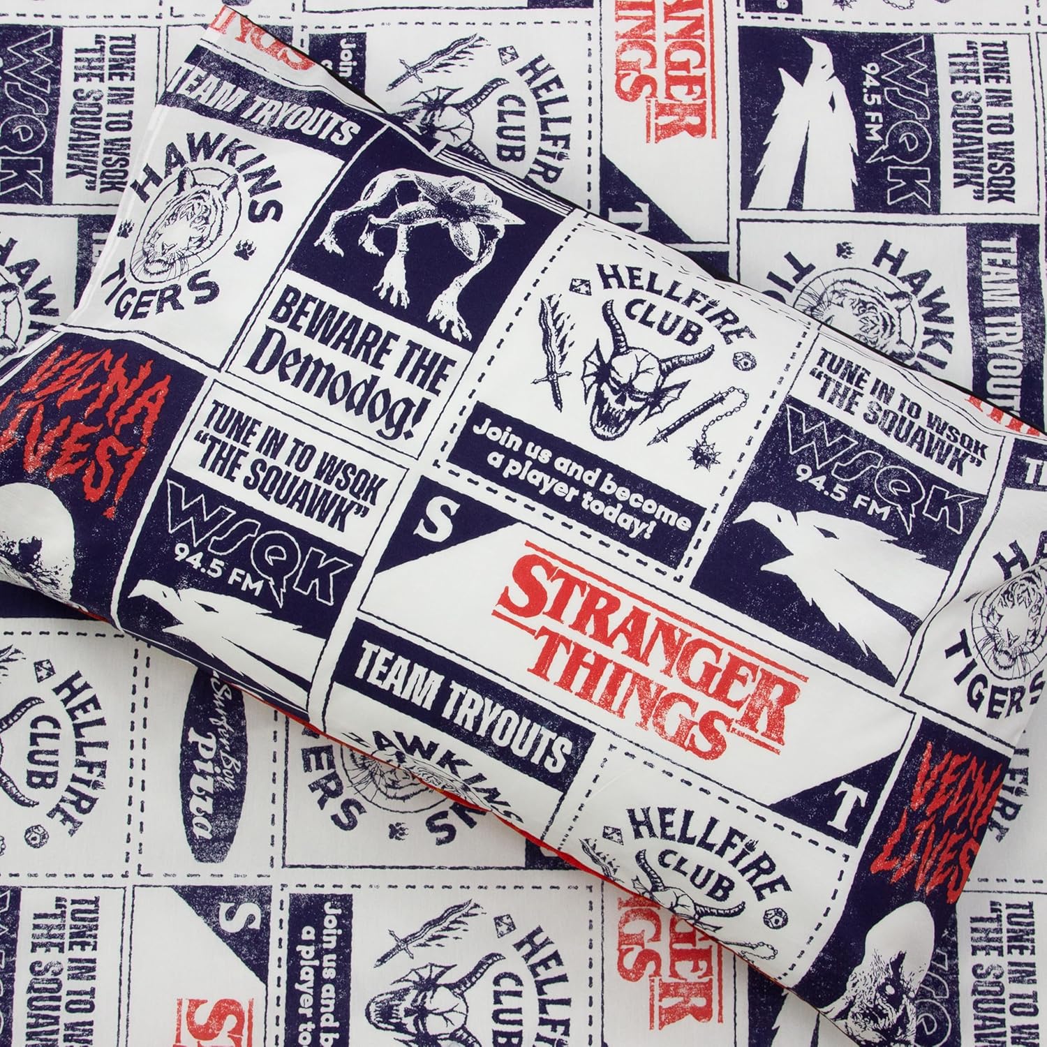 Parure réversible Stranger Things avec taie assortie, motif Eleven et Mike Wheeler – Image 8