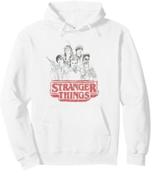 Sweat à capuche Stranger Things Group Logo Sketch avec col tissé