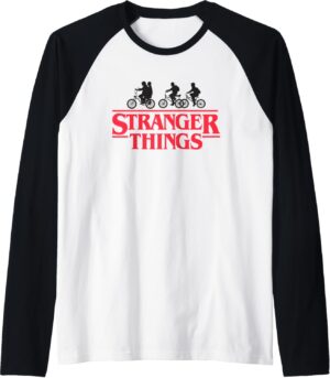 Stranger Things manche raglan logo vélo silhouette