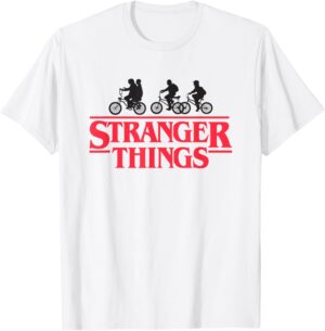 T-shirt Stranger Things logo vélo en silhouette pour Femme et Fille