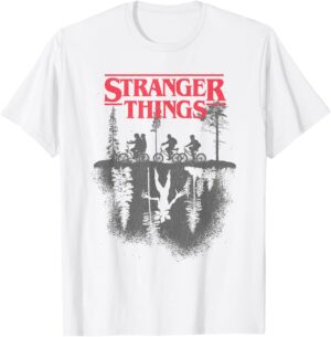 T-shirt blanc Stranger Things à logo de la Forêt, taille S
