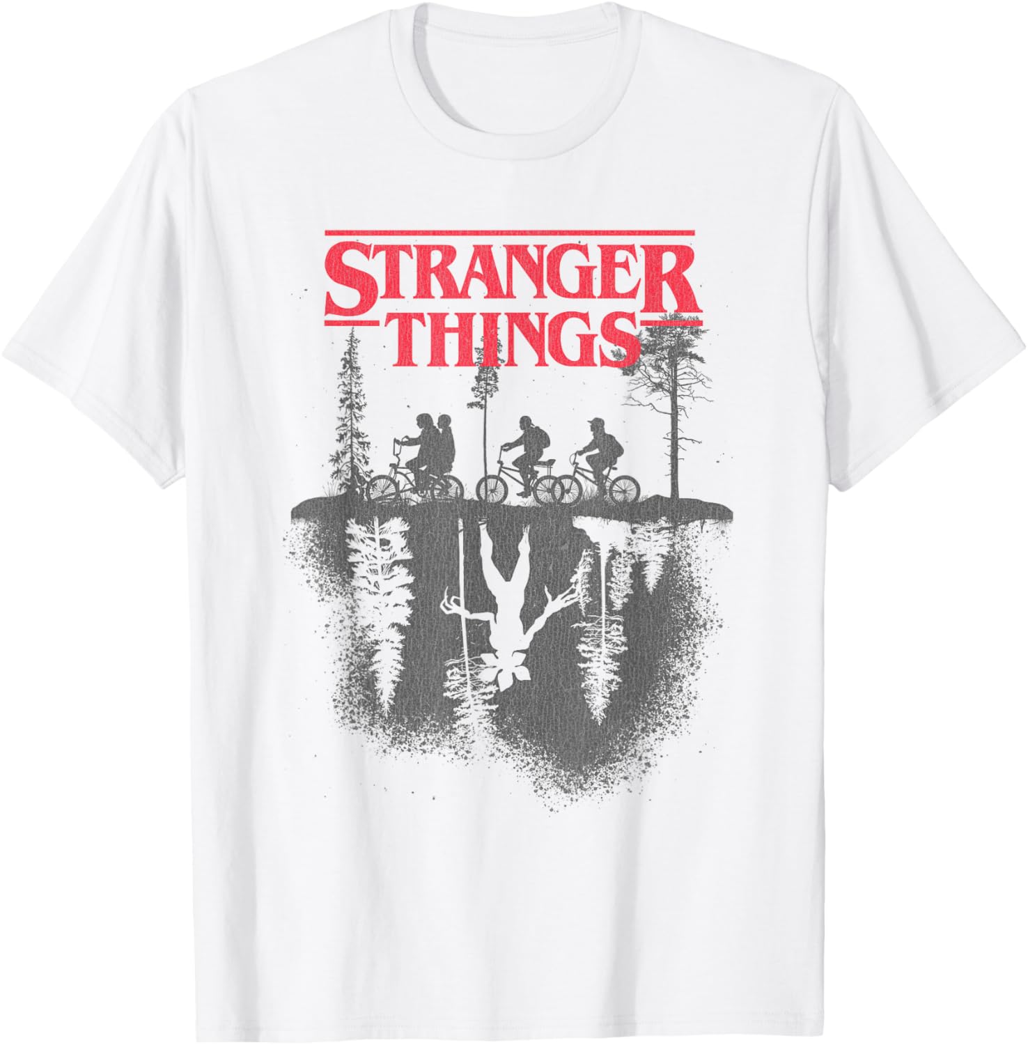 T-shirt blanc Stranger Things à logo de la Forêt, taille S