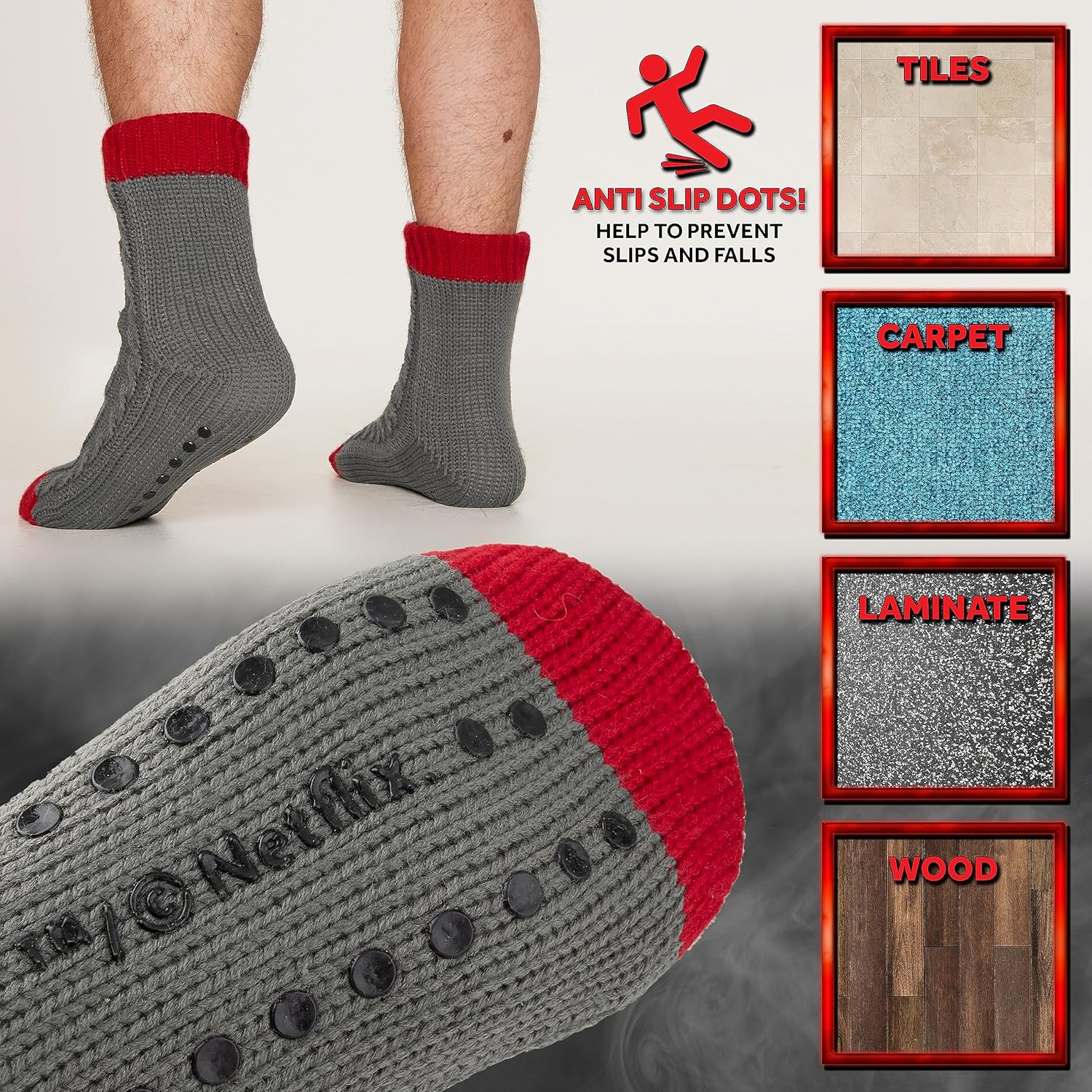 Chaussettes chaussons Stranger Things Hellfire Club en polaire antidérapantes – Image 4