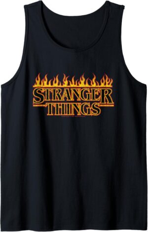 Débardeur Stranger Things au logo rétro flamme jaune