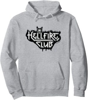 Sweat à capuche Stranger Things Hellfire Club logo noir et blanc