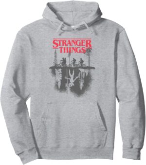Sweat à capuche Stranger Things avec logo silhouette forestier