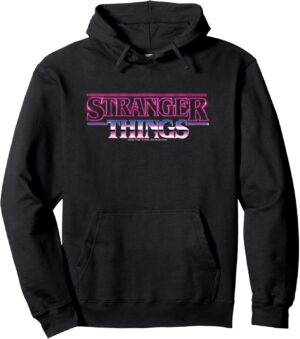 Sweat à capuche Stranger Things logo rose vif, coupe classique