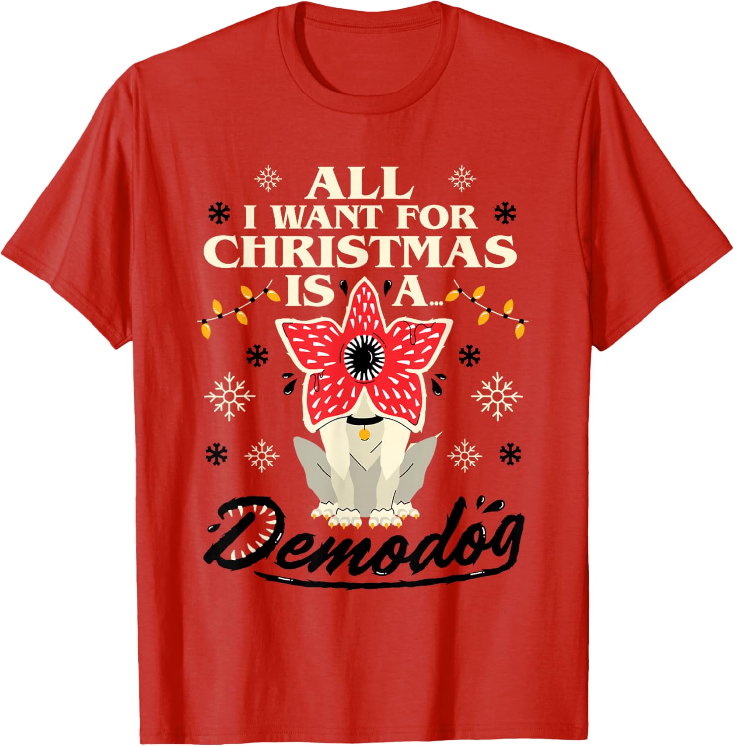 T-shirt de Noël Demodog Stranger Things, coupe classique