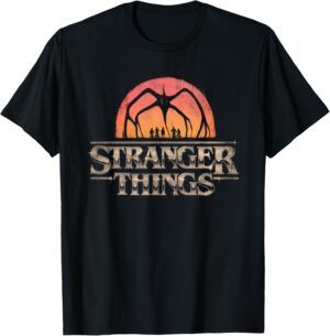 T-shirt Stranger Things logo Sunset noir