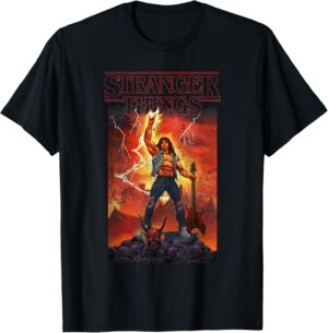 T-shirt Stranger Things Eddie Rock On coupe classique
