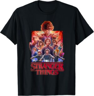 T-shirt Stranger Things noir à manches courtes, coupe classique