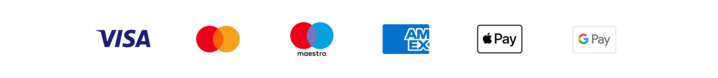 Visa, Mastercard, Maestro, American Express, Apple Pay et Google Pay